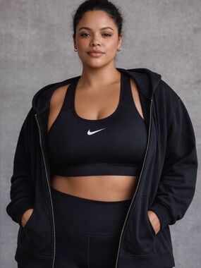 Nike Swoosh Sports Bra Black Dri-FIT Medium Support Racerback BV3636 - Size XL